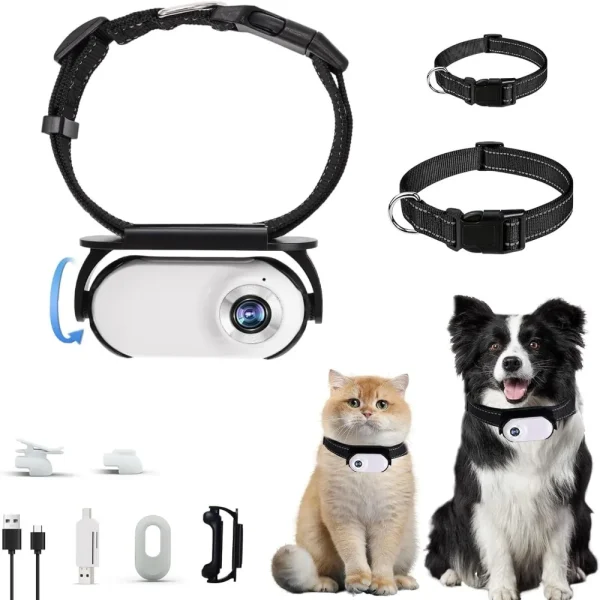 New 120 Deg Lens Pet Collar Camera OTG Connection Shockproof Design Dog Collar Camera Lightweight Adjustable Cat Sport Camera