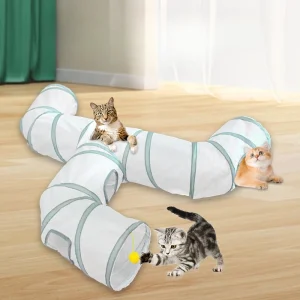 New Gray and White Faucet Cat Channel Dragon Cat Pet Tunnel Toy Porous Entry and Exit for Increased Self Entertainment Foldable